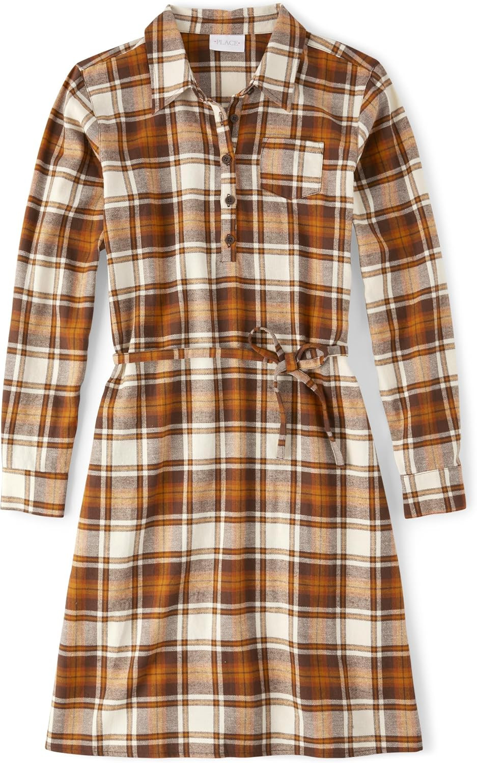 The Children's Place Women's Fall Plaid Long Sleeve Dress